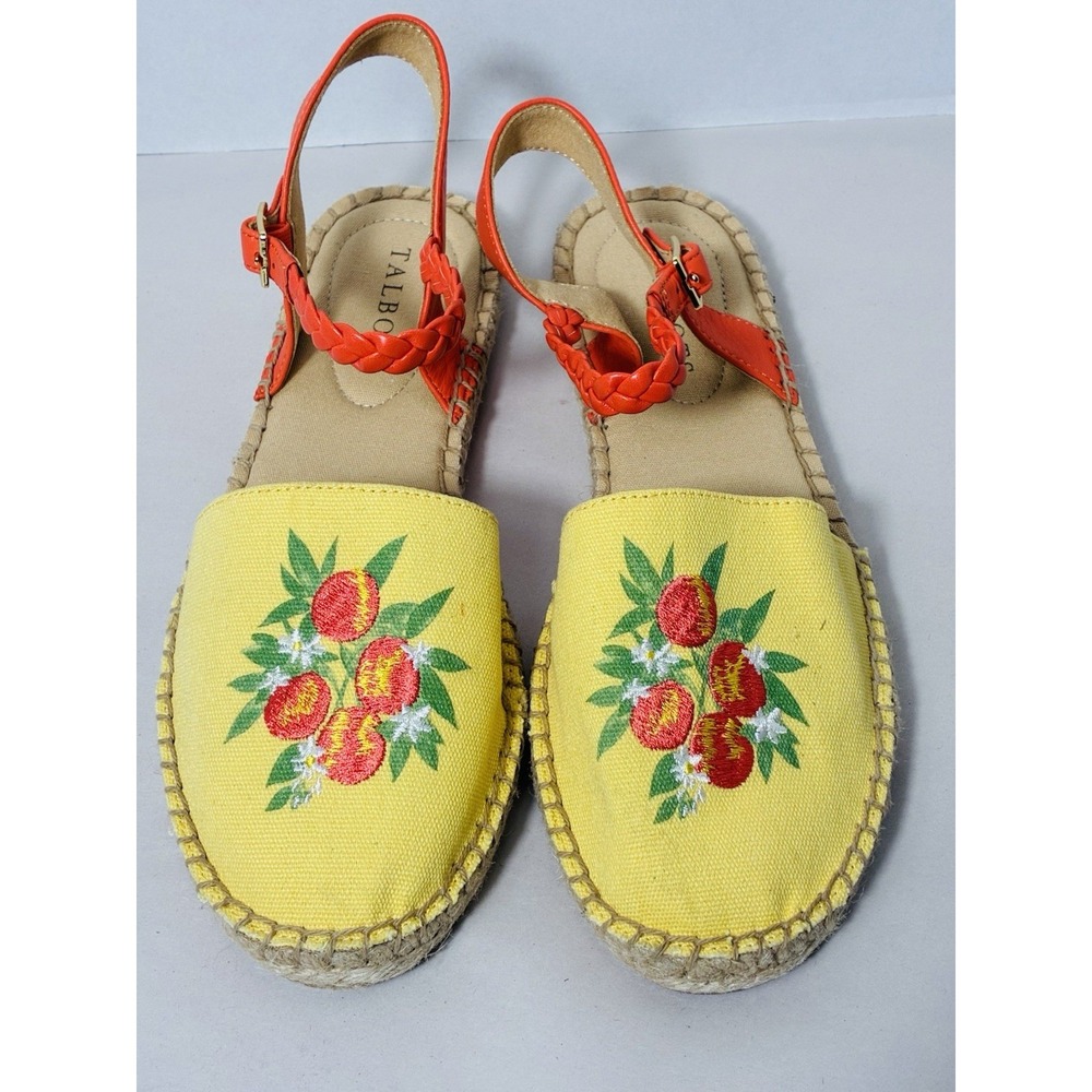 Talbots espadrille Flats Sz 7 Citrus Fruit Print Vacation Tropical Preppy